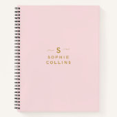 Monogram Blush Pink Gold Minimalist Elegant Name Notitieboek (Voorkant)