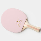 Monogram Blush Pink Gold Minimalist Elegant Name Tafeltennisbatje (Zijkant)
