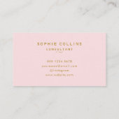 Monogram Blush Pink Gold Minimalist Elegant Visitekaartje (Achterkant)