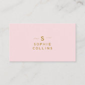 Monogram Blush Pink Gold Minimalist Elegant Visitekaartje (Voorkant)