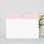 Monogram Blush Pink Gold minimalistisch papier (Staand voorkant)