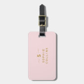 Monogram Blush Pink Gold Naam Bagagelabel (Voorkant verticaal)