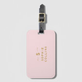 Monogram Blush Pink Gold Naam Bagagelabel (Voorkant (verticaal))