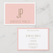 Monogram Blush Pink Gold Text Moderne Sjabloon Visitekaartje (Voorkant / Achterkant)