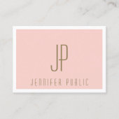 Monogram Blush Pink Gold Text Moderne Sjabloon Visitekaartje (Voorkant)