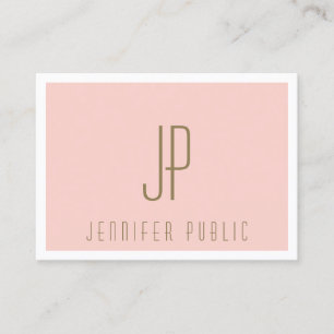 Monogram Blush Pink Gold Text Moderne Sjabloon Visitekaartje