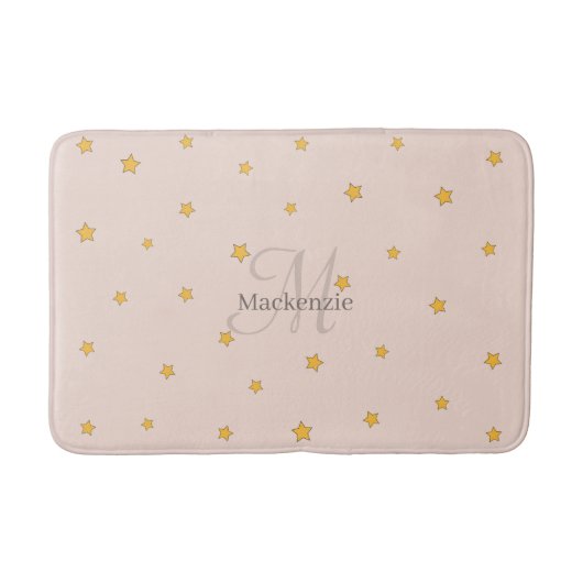 Monogram Blush Pink Lucky Stars Badmat (Voorkant)