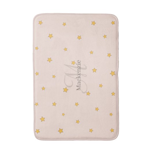 Monogram Blush Pink Lucky Stars Badmat (Voorkant Verticaal)