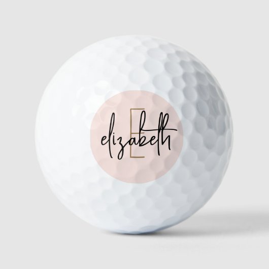 Monogram Blush Pink Minimalist Modern Elegant Golfballen (Voorkant)