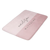 Monogram Blush Pink Modern Minimalist Feminine Badmat (Gekanteld)