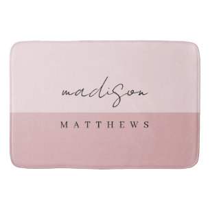 Monogram Blush Pink Modern Minimalist Feminine Badmat