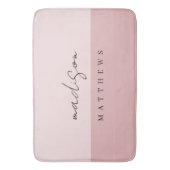 Monogram Blush Pink Modern Minimalist Feminine Badmat (Voorkant Verticaal)