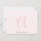 Monogram Blush Pink Modern Minimalist Feminine Bedankkaart (Achterkant)