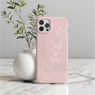 Monogram Blush Pink Modern Minimalist Feminine iPhone 16 Pro Hoesje