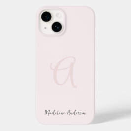 Monogram Blush Pink Modern Minimalist Feminine Case-Mate iPhone 14 Hoesje