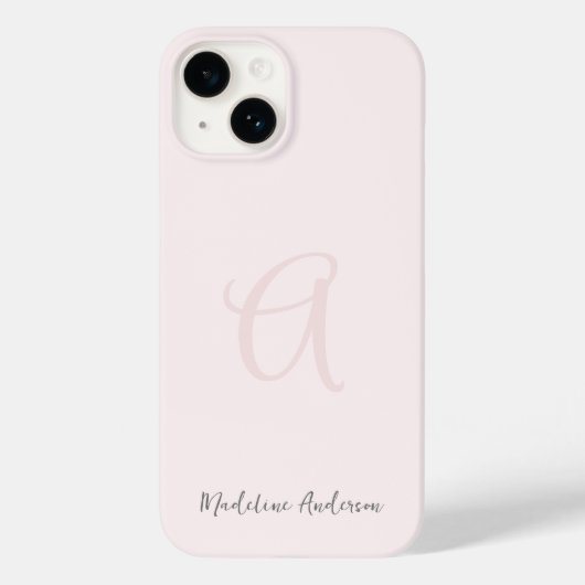 Monogram Blush Pink Modern Minimalist Feminine Case-Mate iPhone Case (Achterkant)