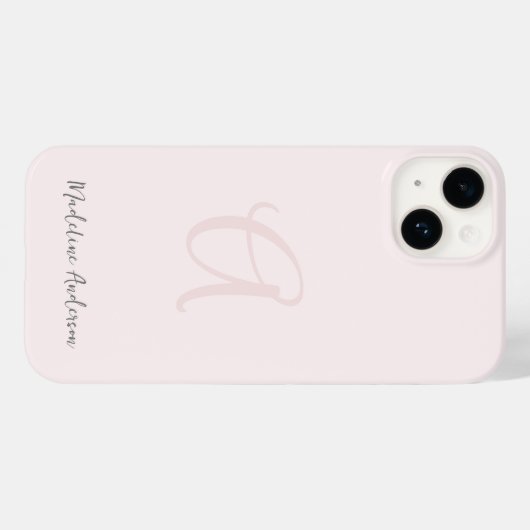 Monogram Blush Pink Modern Minimalist Feminine Case-Mate iPhone Case (Achterkant (horizontaal))