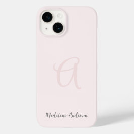 Monogram Blush Pink Modern Minimalist Feminine Case-Mate iPhone 14 Hoesje