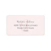 Monogram Blush Pink Modern Minimalist Feminine Etiket (Voorkant)