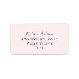 Monogram Blush Pink Modern Minimalist Feminine Etiket