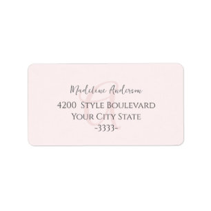 Monogram Blush Pink Modern Minimalist Feminine Etiket