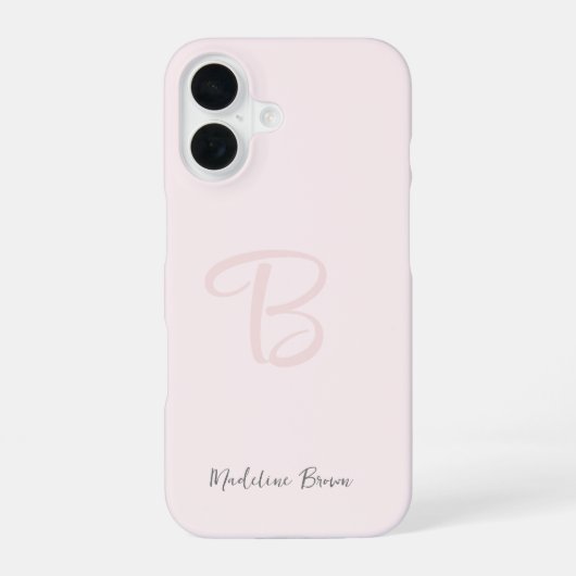 Monogram Blush Pink Modern Minimalist Feminine iPhone 16 Hoesje (Achterkant)