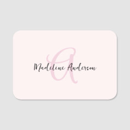 Monogram Blush Pink Modern Minimalist Feminine Naamplaatje