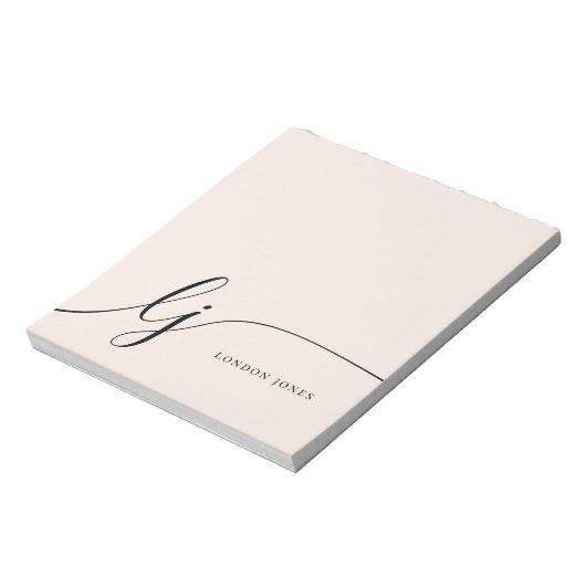 Monogram Blush Pink Modern Minimalist Feminine Notitieblok (Linkerzijde)