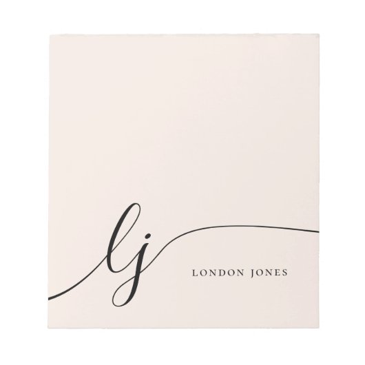 Monogram Blush Pink Modern Minimalist Feminine Notitieblok (Voorkant)