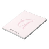 Monogram Blush Pink Modern Minimalist Feminine Notitieblok (Linkerzijde)
