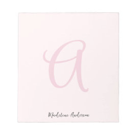 Monogram Blush Pink Modern Minimalist Feminine Notitieblok