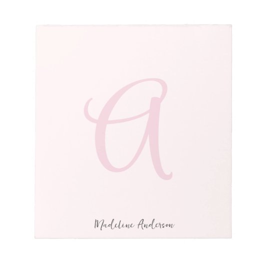 Monogram Blush Pink Modern Minimalist Feminine Notitieblok (Voorkant)