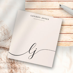 Monogram Blush Pink Modern Minimalist Feminine Notitieblok