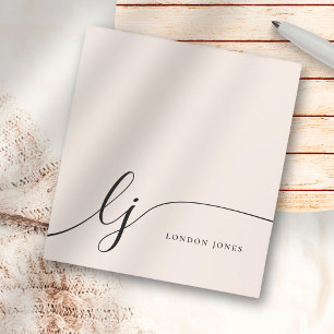 Monogram Blush Pink Modern Minimalist Feminine Notitieblok