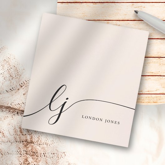 Monogram Blush Pink Modern Minimalist Feminine Notitieblok
