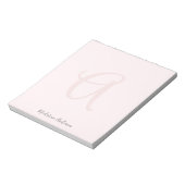 Monogram Blush Pink Modern Minimalist Feminine Notitieblok (Linkerzijde)