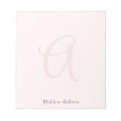 Monogram Blush Pink Modern Minimalist Feminine Notitieblok (Voorkant)