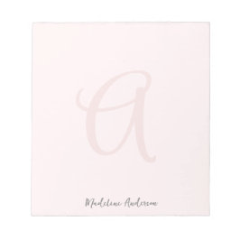 Monogram Blush Pink Modern Minimalist Feminine Notitieblok