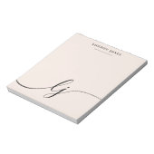 Monogram Blush Pink Modern Minimalist Feminine Notitieblok (Linkerzijde)