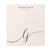 Monogram Blush Pink Modern Minimalist Feminine Notitieblok (Voorkant)