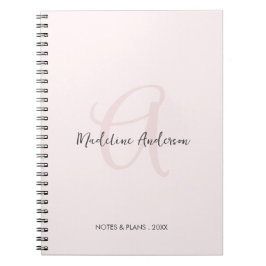 Monogram Blush Pink Modern Minimalist Feminine Notitieboek
