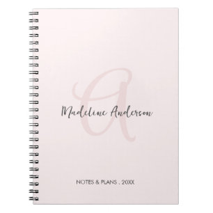 Monogram Blush Pink Modern Minimalist Feminine Notitieboek