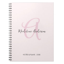 Monogram Blush Pink Modern Minimalist Feminine Notitieboek