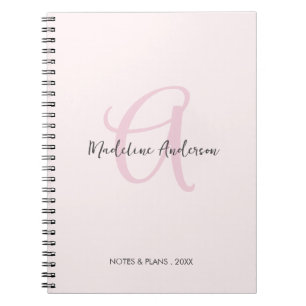 Monogram Blush Pink Modern Minimalist Feminine Notitieboek