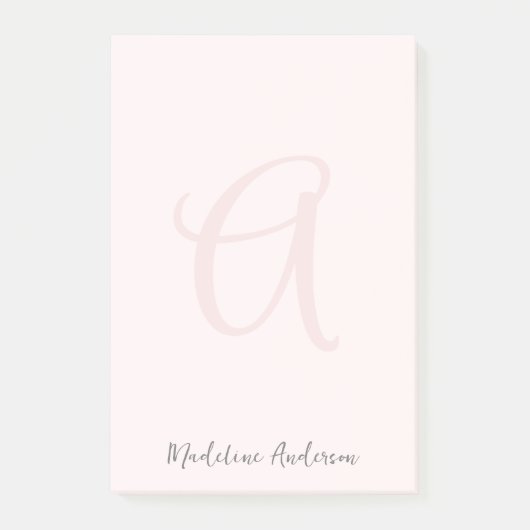 Monogram Blush Pink Modern Minimalist Feminine Post-it® Notes (Voorkant)