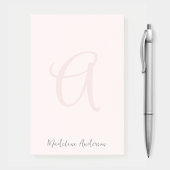 Monogram Blush Pink Modern Minimalist Feminine Post-it® Notes