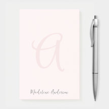 Monogram Blush Pink Modern Minimalist Feminine