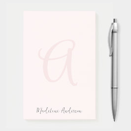 Monogram Blush Pink Modern Minimalist Feminine Post-it® Notes