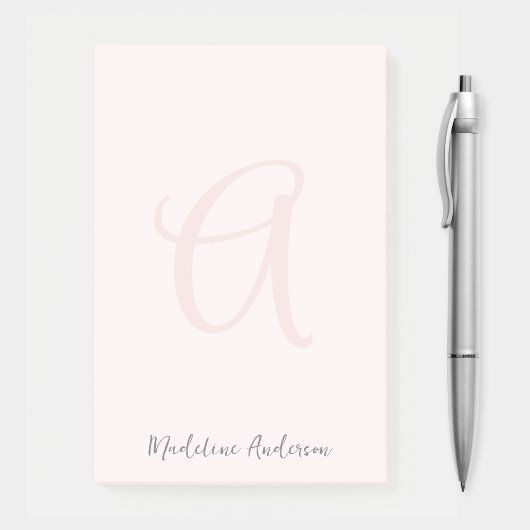 Monogram Blush Pink Modern Minimalist Feminine Post-it® Notes