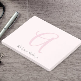 Monogram Blush Pink Modern Minimalist Feminine Post-it® Notes